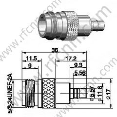 N adaptador de rf hembra a QMA