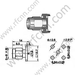 SMA Masculino 4 hoyos Flange Monte Micro-Strip RF Conector