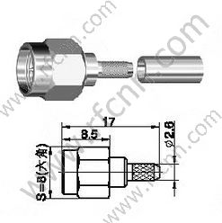 Crimpo masculino SMA para RG174 RF Conector