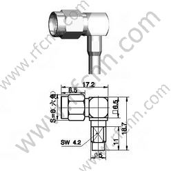 Ángulo recto de Crimp Male SMA para el conector semirrígido RG405 RF