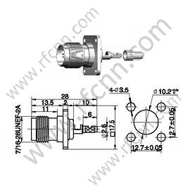 TNC Flange femenina para RG178 RF Conector