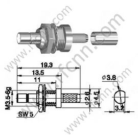 Soporte de mamparo hembra SSMB para el conector RG174 RF