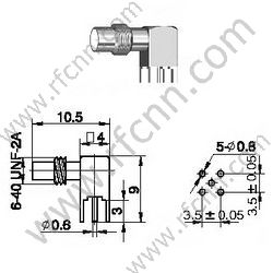 Angulo derecho femenino SSMC para conector PCB RF