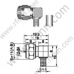 F ángulo recto Conector RF para 3C-2V