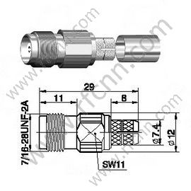 TNC hembra para conector LMR300 RF