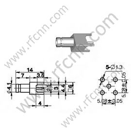 1.0 / 2.3 Mujer recta para conector PCB RF