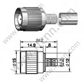Hombre TNC para conector LMR200 RF