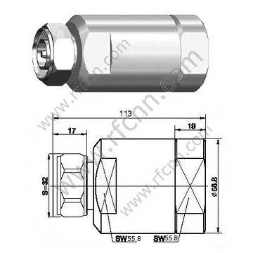Din Male 7/16 por 1 5/8 "Cable Súper Flexible Conector RF