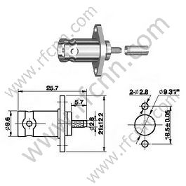 BNC Crimp Female Brida Mount para RG174 RF Conector