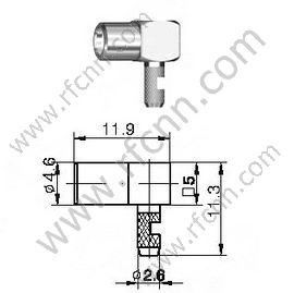 Ángulo derecho macho SSMB para RG178 RF Conector