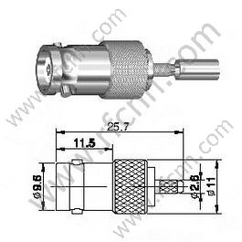BNC Crimp Femen para RG174 RF Conector