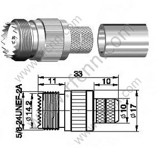 Crimpo femenino UHF para el conector RG213 RF