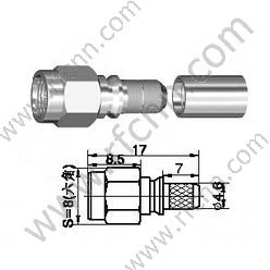 Crimpo masculino SMA para RG58 RF Conector