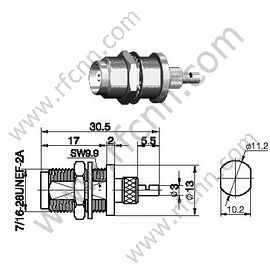 Montaje del panel de mamparo hembra TNC para el conector RG196 RF