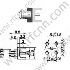 MCX Macho para PCB RF Conector