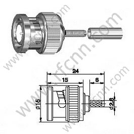 Macho BNC para RG174 RF Conector