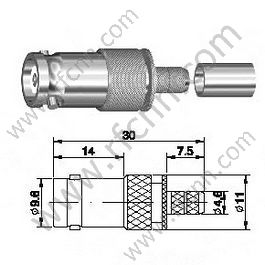 BNC Crimp Femen para RG58 RF Conector