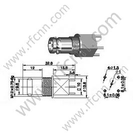 BNC hembra para conector PCB RF