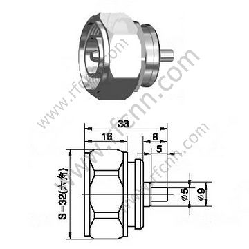 DIN 7/16 macho para cable semi-rígido RG402 Conector RF