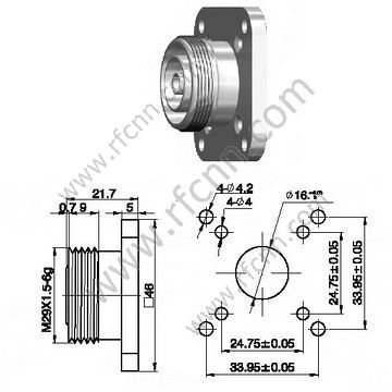 DIN 7/16 Conector RF Microstrip Frange 46mm