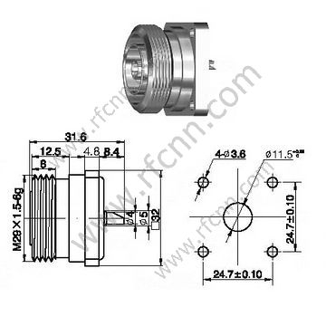 Conector DIN 7/16 FERMANO MONTAJE DE RF RF