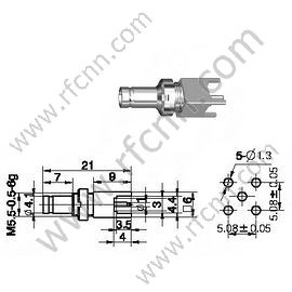 1.0 / 2.3 Mujer recta para conector PCB RF