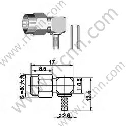 Ángulo recto de la rizada masculina de SMA para RG174, RG316 RF Conector