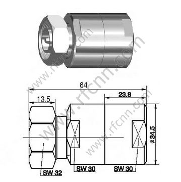 DIN masculino 7/16 para 3/8 "Conector de RF súper flexible