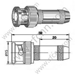 BNC Crimp Male para RG58 RF Conector