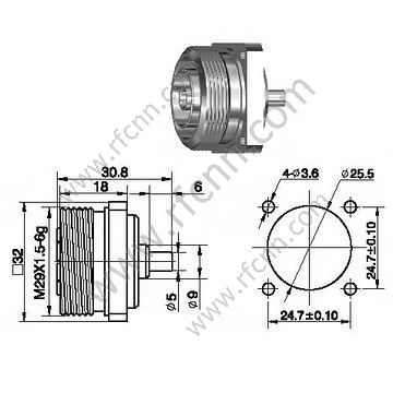 DIN 7/16 hembra para cable semi-rígido RG402 Conector RF