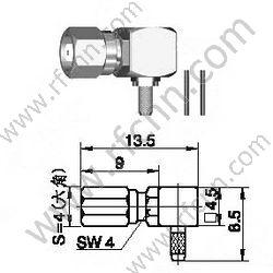Ángulo recto de Crimp Male SSMC para RG178 RF Conector