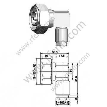 Angulo derecho masculino DIN 7/16 para el conector RG213 RF