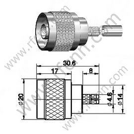 N Hombre para el conector LMR200 RF