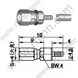Crimpo masculino SSMC para RG178 RF Conector