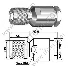 Abrazadera masculina TNC para el conector RG213 RF