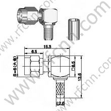 Ángulo derecho masculino SMC para el conector RG174 RF