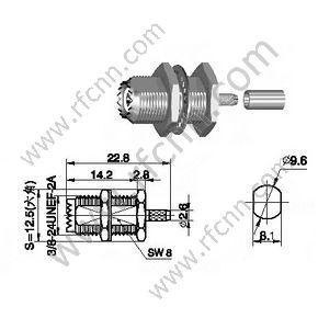 Mini UHF Mujer para RG174 RF Conector