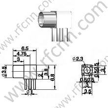 Ángulo recto hembra MMCX para conector PCB RF