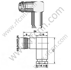 N ángulo recto de la abrazadera con el conector RG58 RF