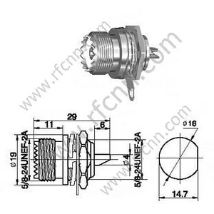 Conector de montaje del panel de mamparo hembra UHF