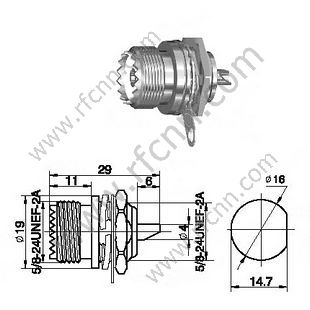 Conector de montaje del panel de mamparo hembra UHF