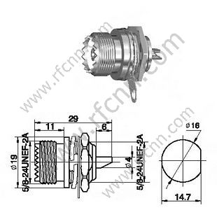 Conector de montaje del panel de mamparo hembra UHF