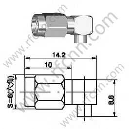 Ángulo recto de la rizada macho SSMA para el conector RG405 RF