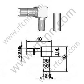 Ángulo derecho femenino SSMB para RG174 RF Conector