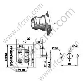 N Bulkhead Mujer Microtrip Flange Conector RF