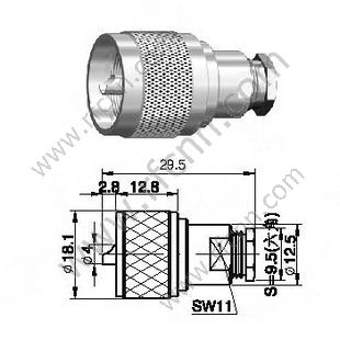 Abrazadera masculina UHF para el conector RG58 RF